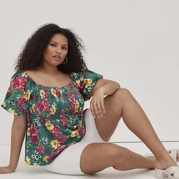 Torrid green yellow spring summer top blouse 2 - Picture 1 of 6